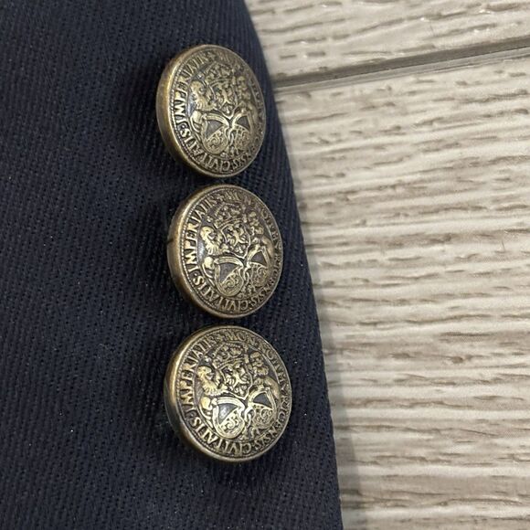 Oscar de la Renta Blazer Jacket Mens 39L Wool Dark Navy Blue Gold Two Button - Picture 4 of 11